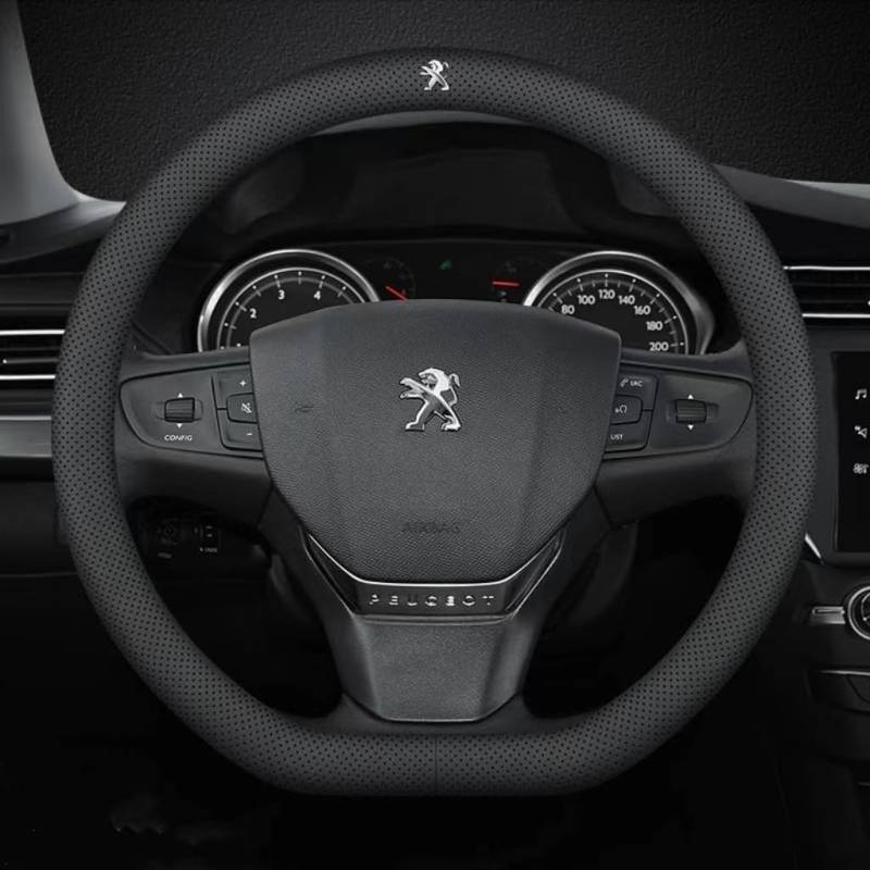 Auto Lenkradabdeckung für Peugeot 2008 2016-2019, Anti Rutsch Lenkradhülle Atmungsaktive Langlebiger Lenkradschoner, Lenkradschutz Auto Innenraum Zubehör,A von HDAKLA