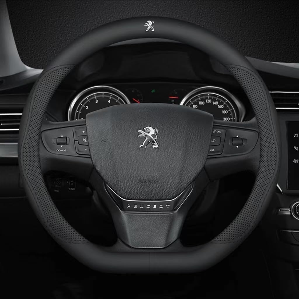 Auto Lenkradabdeckung für Peugeot 2008 2016-2019, Anti Rutsch Lenkradhülle Atmungsaktive Langlebiger Lenkradschoner, Lenkradschutz Auto Innenraum Zubehör,B von HDAKLA