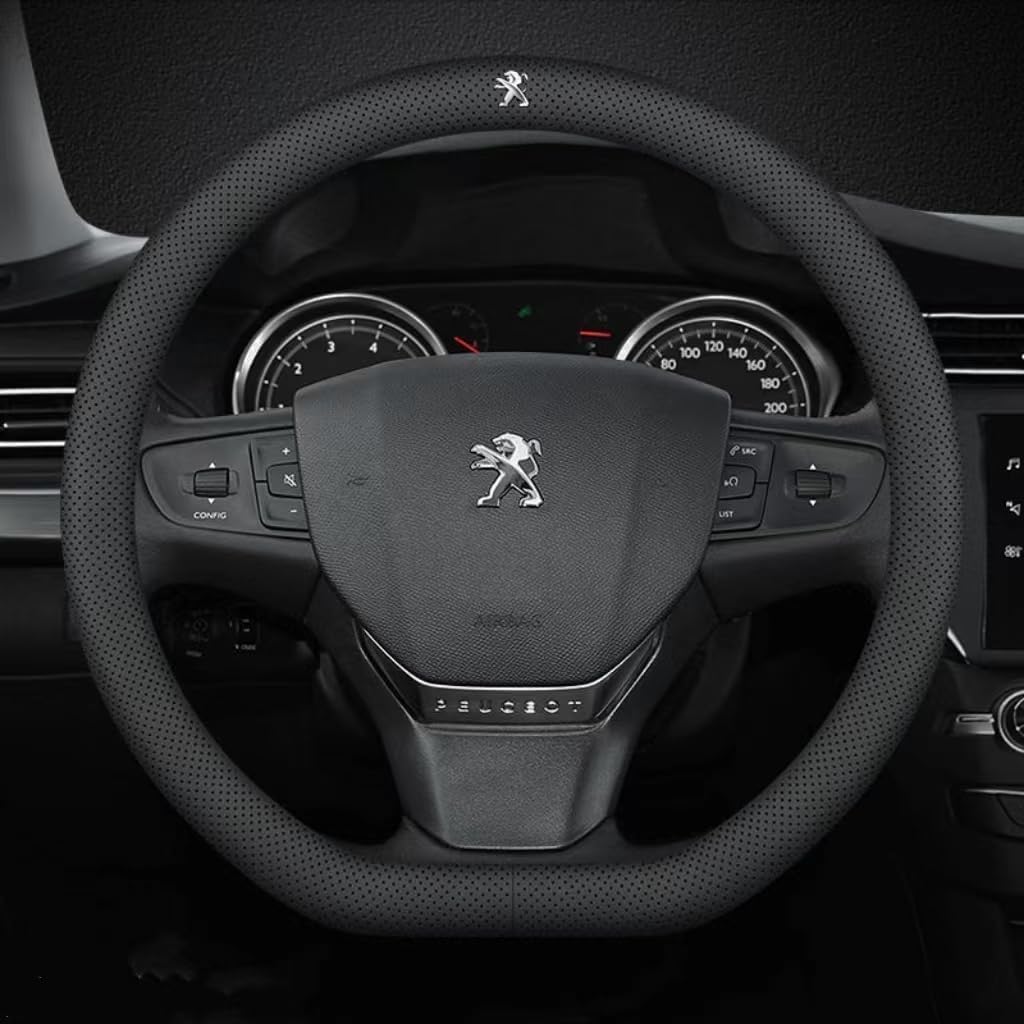 Auto Lenkradabdeckung für Peugeot 208 2015-2019, Anti Rutsch Lenkradhülle Atmungsaktive Langlebiger Lenkradschoner, Lenkradschutz Auto Innenraum Zubehör,A von HDAKLA