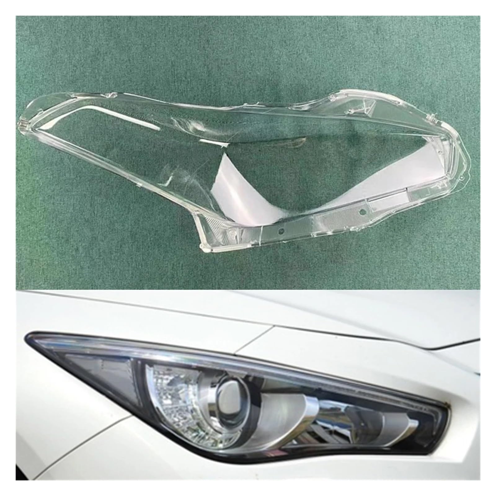 Auto-Frontscheinwerferglas, transparenter Lampenschirm, Lampenschale, Auto-Objektivabdeckung, kompatibel mit Infiniti Q70 2015 2016 2017 2018 2019(Right) von HDBDFCL