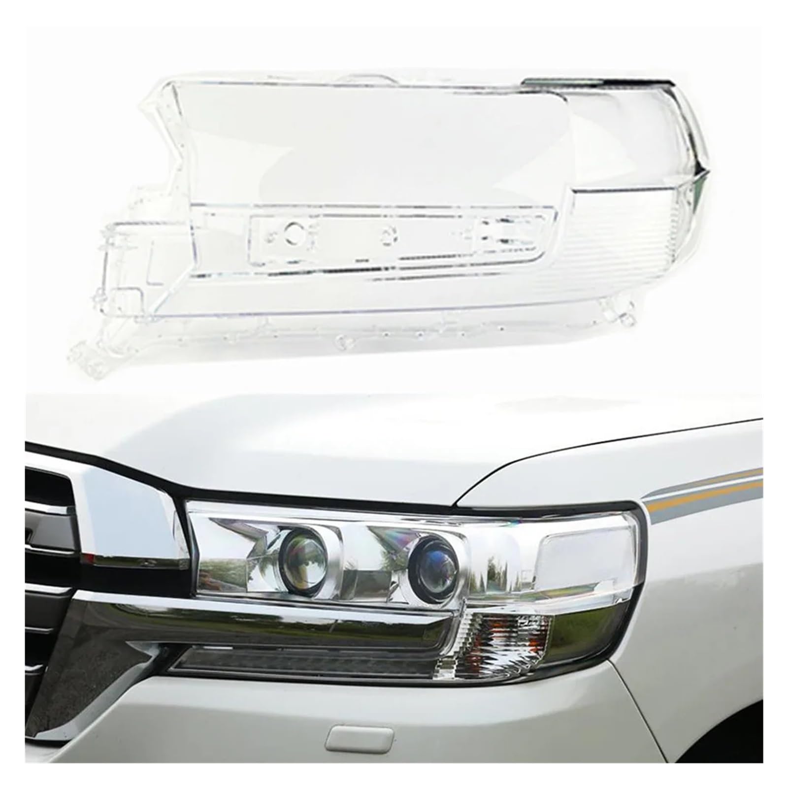 Autoscheinwerfer-Scheinwerfer, klare Linse, Auto-Shell-Abdeckung, Lichtkappen, transparenter Front-Lampenschirm, kompatibel mit Toyota Land Cruiser 2016 2017 2018(High Left) von HDBDFCL