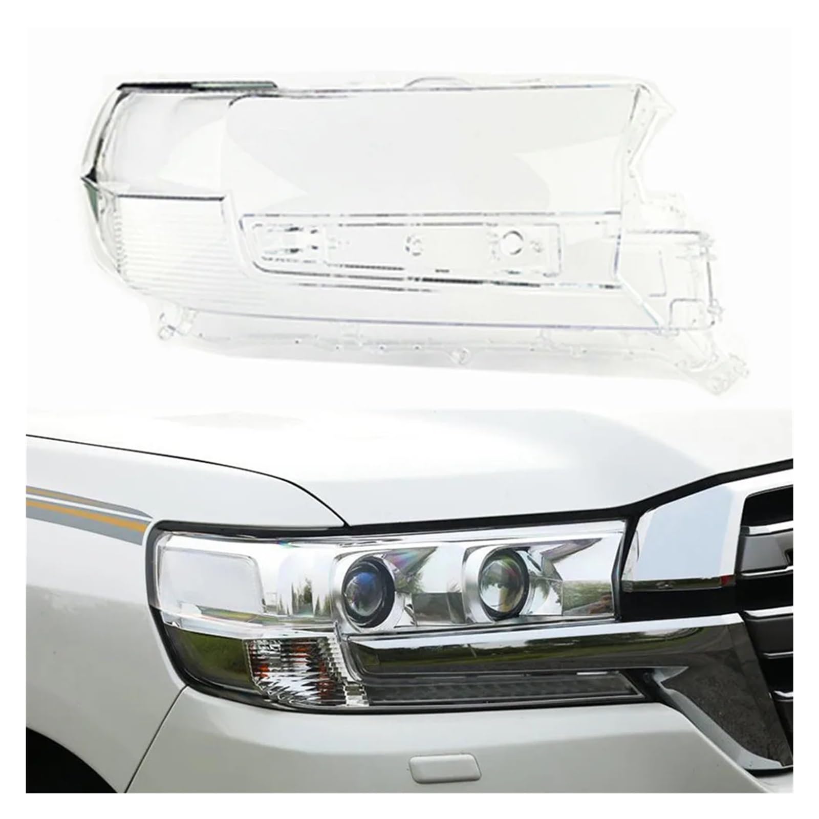 Autoscheinwerfer-Scheinwerfer, klare Linse, Auto-Shell-Abdeckung, Lichtkappen, transparenter Front-Lampenschirm, kompatibel mit Toyota Land Cruiser 2016 2017 2018(High Right) von HDBDFCL