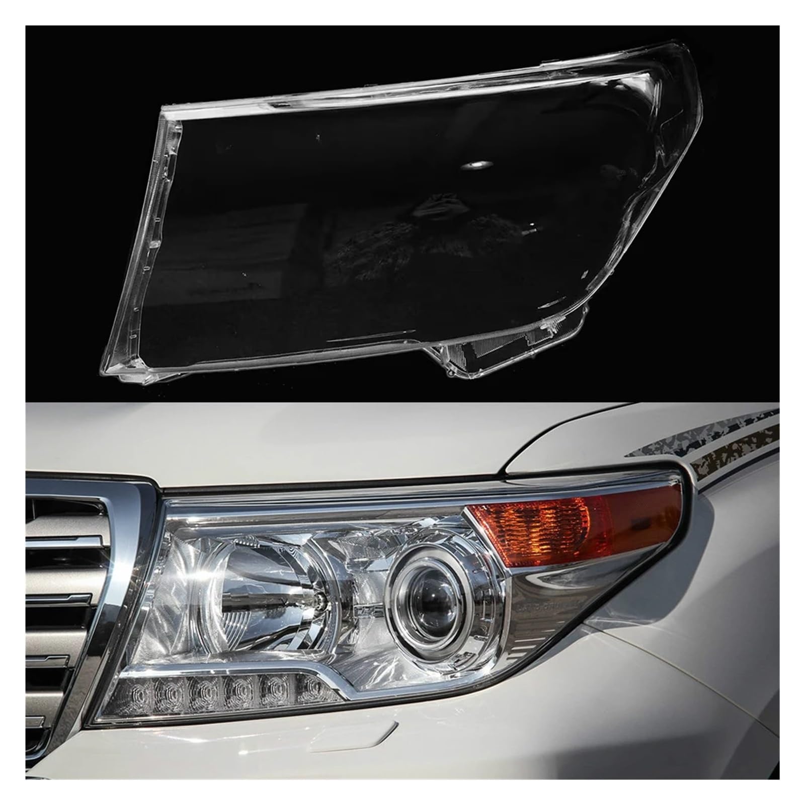 Frontlinsengehäuse, transparenter Lampenschirm, Scheinwerferabdeckung, kompatibel mit Toyota Land Cruiser 2012~2015, Autolicht-Lampengehäuse, Scheinwerferkappen(Left) von HDBDFCL