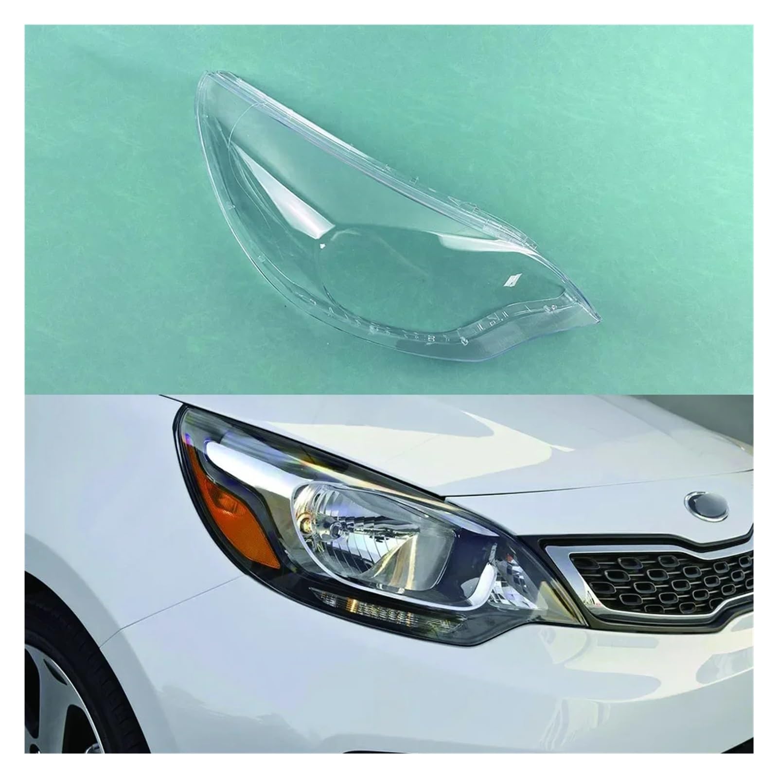 Frontscheinwerferabdeckung, transparenter Lampenschirm, Scheinwerferschale, Objektiv, Lampenschirm, kompatibel mit Kia Rio Sedan 2012(Right) von HDBDFCL