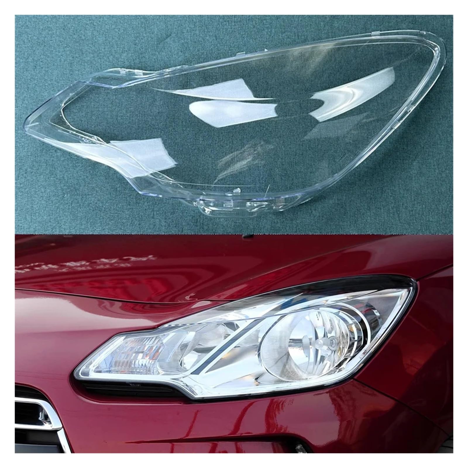 Frontscheinwerferschale, transparente Scheinwerferabdeckung, Lampenschirm, Lampenschirm, kompatibel mit Citroen DS DS 3 2011–2014(Left) von HDBDFCL