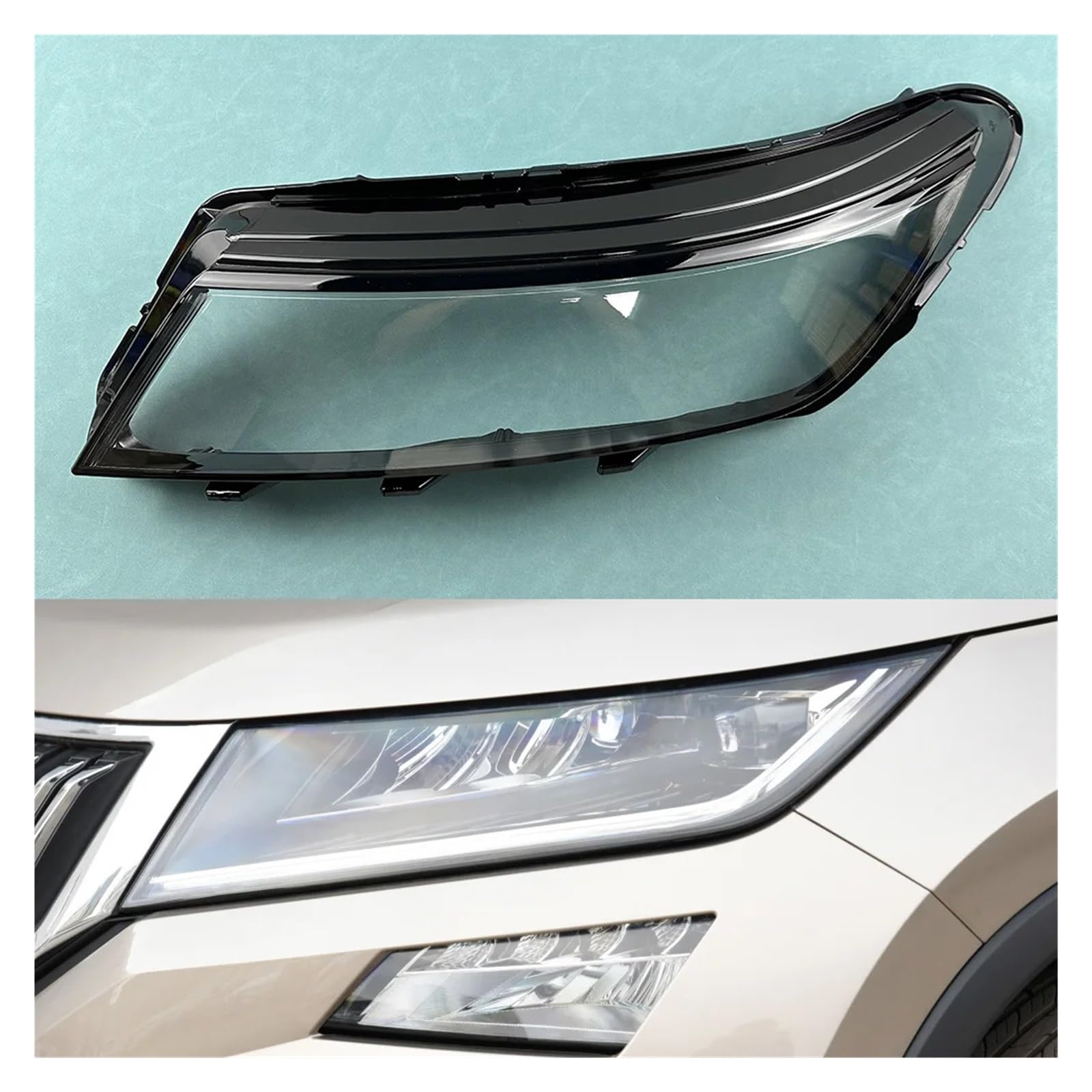 Scheinwerfergehäuse, transparenter Lampenschirm, Lampenschale, Masken, Scheinwerferlinsenabdeckung, kompatibel mit Skoda Kodiaq 2017–2021(1PCS Left Side) von HDBDFCL