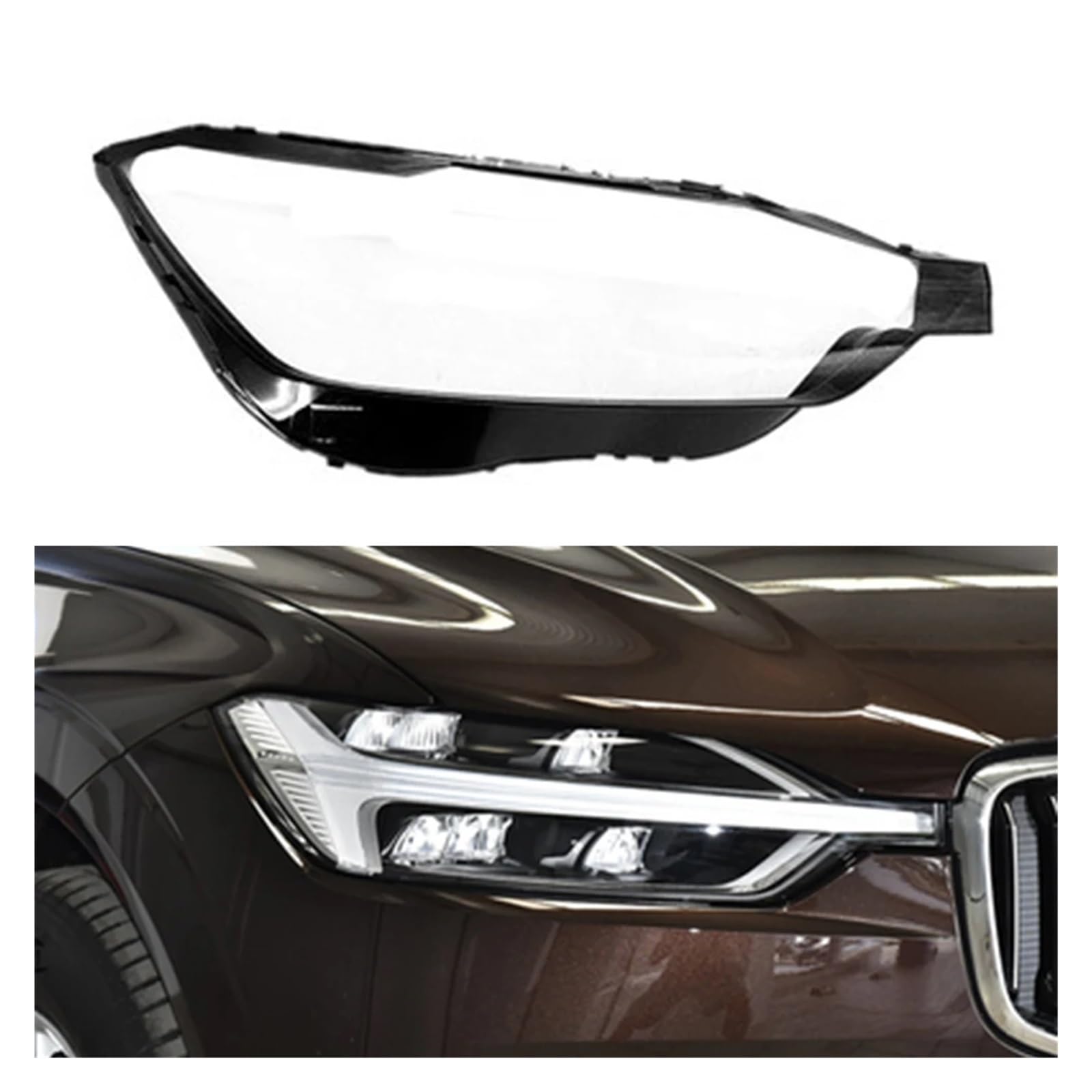 Transparenter Lampenschirm, Scheinwerferabdeckung, Glas, Lampenschirm, Auto-Frontscheinwerfer, Brille, Schalenabdeckung, Linse, kompatibel mit Volvo XC60 2018 2019 2020 2021 2022 2023 2024(Right) von HDBDFCL