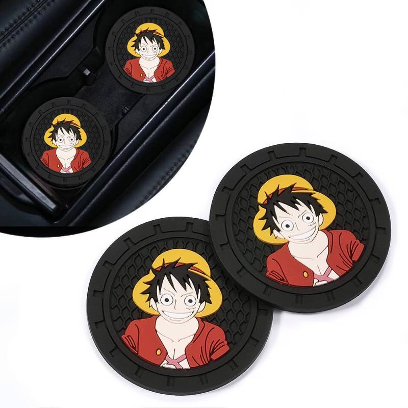 2 Stück Auto Getränkehalter Untersetzer für Anime Lovers, Auto Getränkehalter Untersetzer Souvenir für Luffy Fans,Auto Untersetzer,Getränkehalter Untersetzer für Auto Cupper-Rahmen von HDBDYH