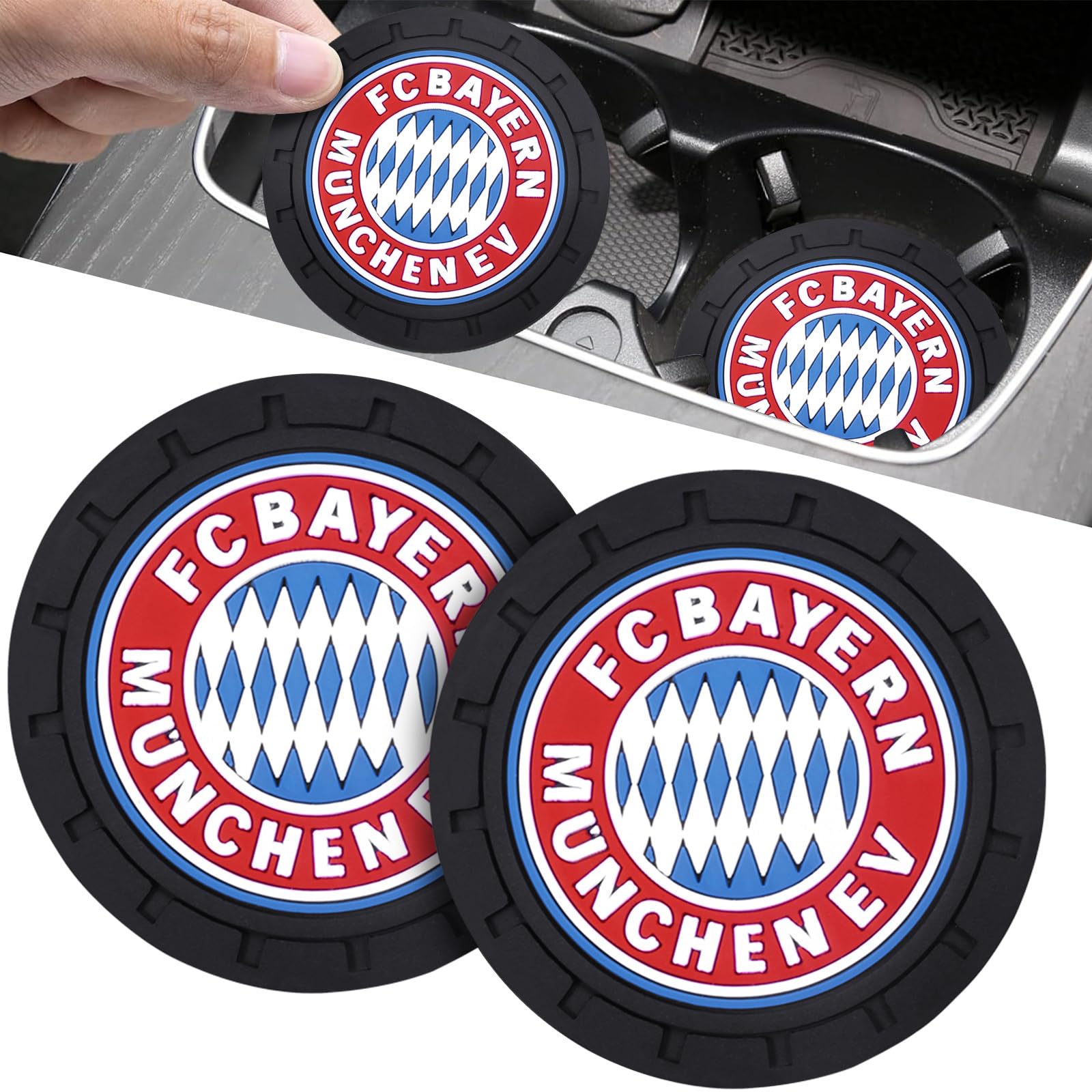 Bayern Munich Auto Getränkehalter Untersetzer Souvenir für Bayern Munich Fans,2 Stück Auto Getränkehalter Untersetzer für Fußballfans,Auto Untersetzer,Getränkehalter Untersetzer für Cupper-Rahmen von HDBDYH