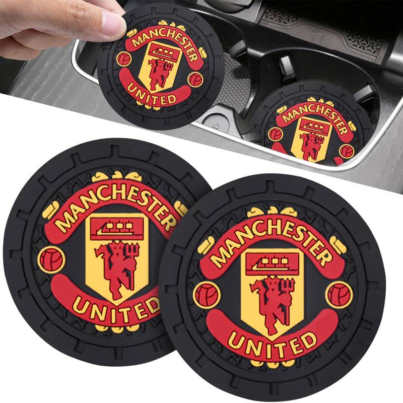 Manchester United Auto Getränkehalter Untersetzer Souvenir für Manchester United Fans,2 Stück Auto Getränkehalter Untersetzer für Fußballfans,Auto Untersetzer,Getränkehalter Untersetzer Cupper-Rahmen von HDBDYH