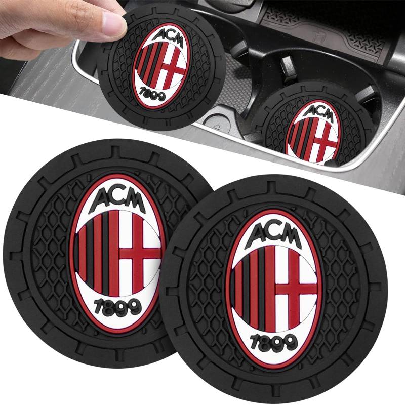 AC Milan Auto Getränkehalter Untersetzer Souvenir für AC Milan Fans,2 Stück Auto Getränkehalter Untersetzer für Fußballfans,Auto Untersetzer,Getränkehalter Untersetzer für Auto Cupper-Rahmen von HDBDYH