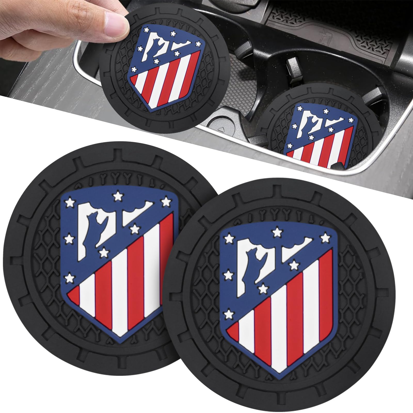 Atlético Madrid Auto Getränkehalter Untersetzer Souvenir für Atlético Madrid Fans,2 Stück Auto Getränkehalter Untersetzer für Fußballfans,Auto Untersetzer,Getränkehalter Untersetzer für Cupper-Rahmen von HDBDYH