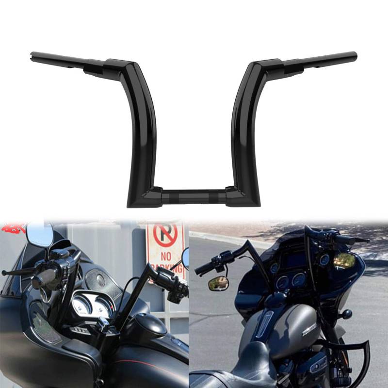 HDBUBALUS 35,6 cm Rise Lenker 25 mm Z Drag Bar Fit für Harley Touring Modelle 2014–2020 schwarz von HDBUBALUS