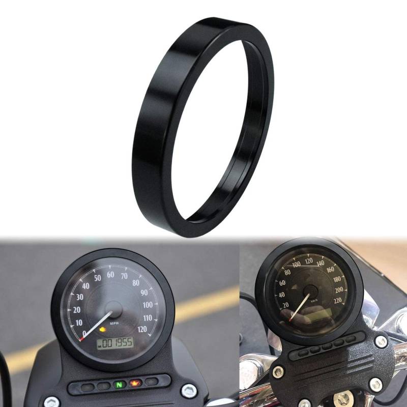 HDBUBALUS Black Speedometer Trim Ring Fit for Harley Sporster 883 1200 Dyna Street Bob Low Rider Models von HDBUBALUS