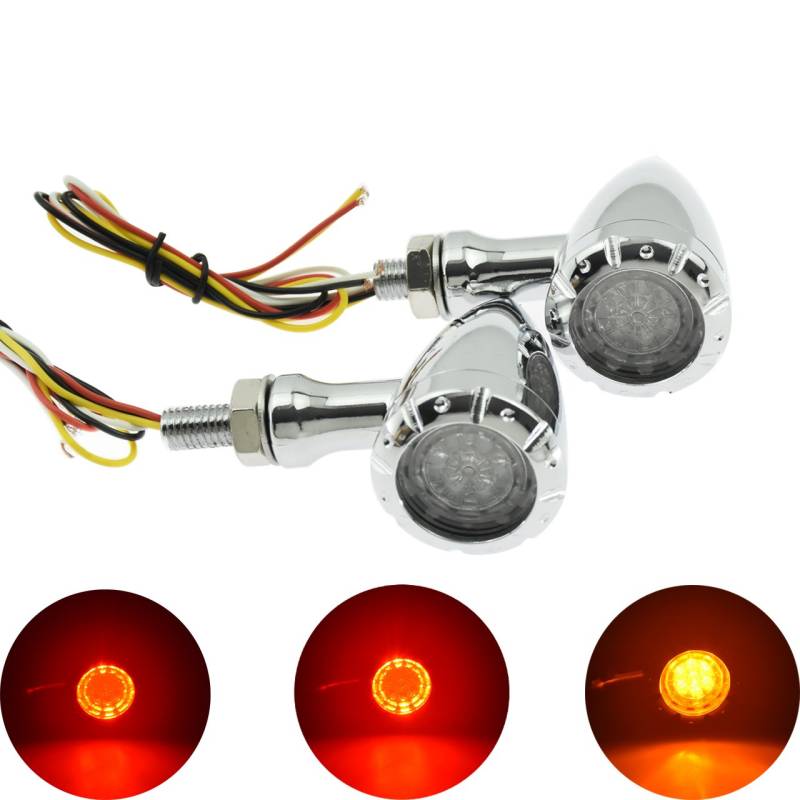 HDBUBALUS Motorcycle 10mm Black LED Brake Blinker Light Turn Signal Indicator Fit for Harley Cruiser Chopper Chrome von HDBUBALUS