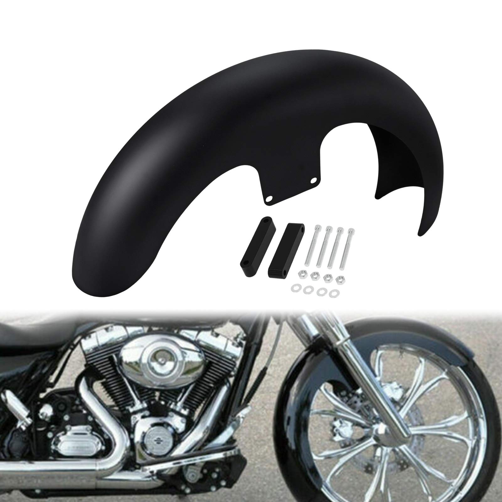 HDBUBALUS Motorrad 21" 120 / XX R21 Wrap Fender Front Schutzbleche Fit für Harley Bagger Touring Road King Electra Glide Street Glide FLHR FLHX von HDBUBALUS