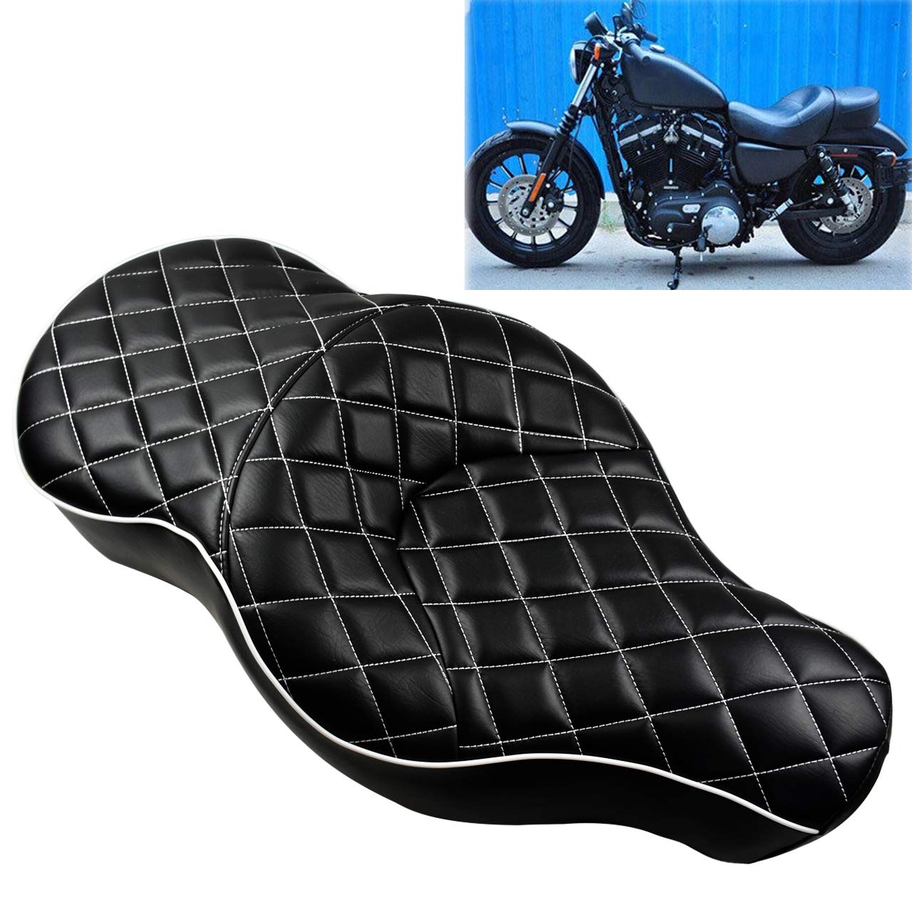 HDBUBALUS Motorrad Fahrer Beifahrer Zwei Up Sitz für Harley Sportster XL 883 1200 2004-2018 von HDBUBALUS