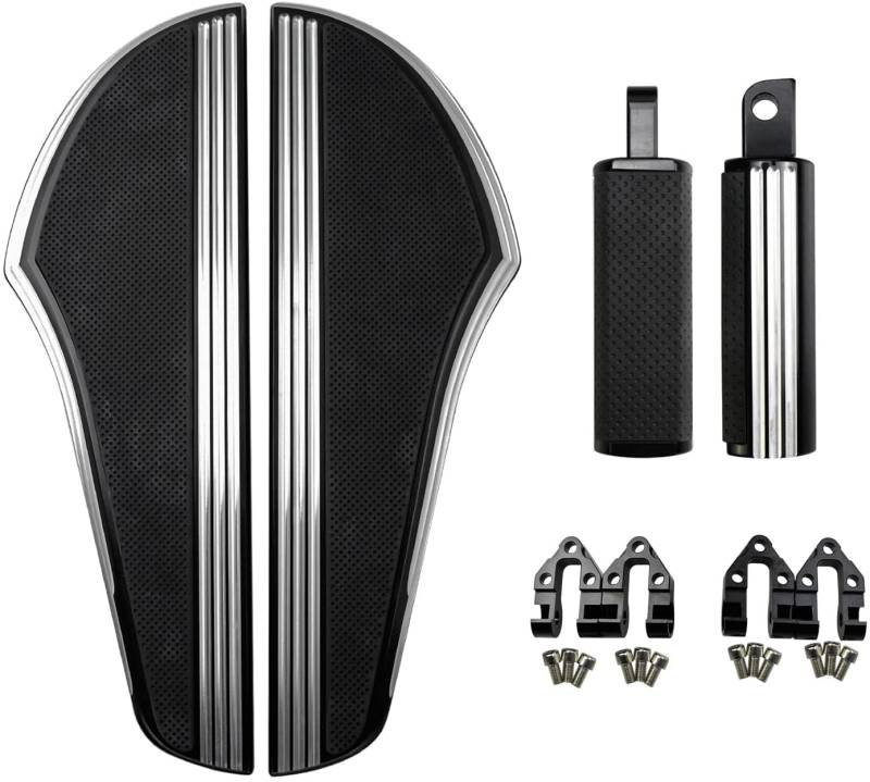 HDBUBALUS Motorrad-Fußrasten-Set, schwarz, CNC-Fußbretter, passend für Harley Softail Touring Electra Glide (2 Paar) von HDBUBALUS