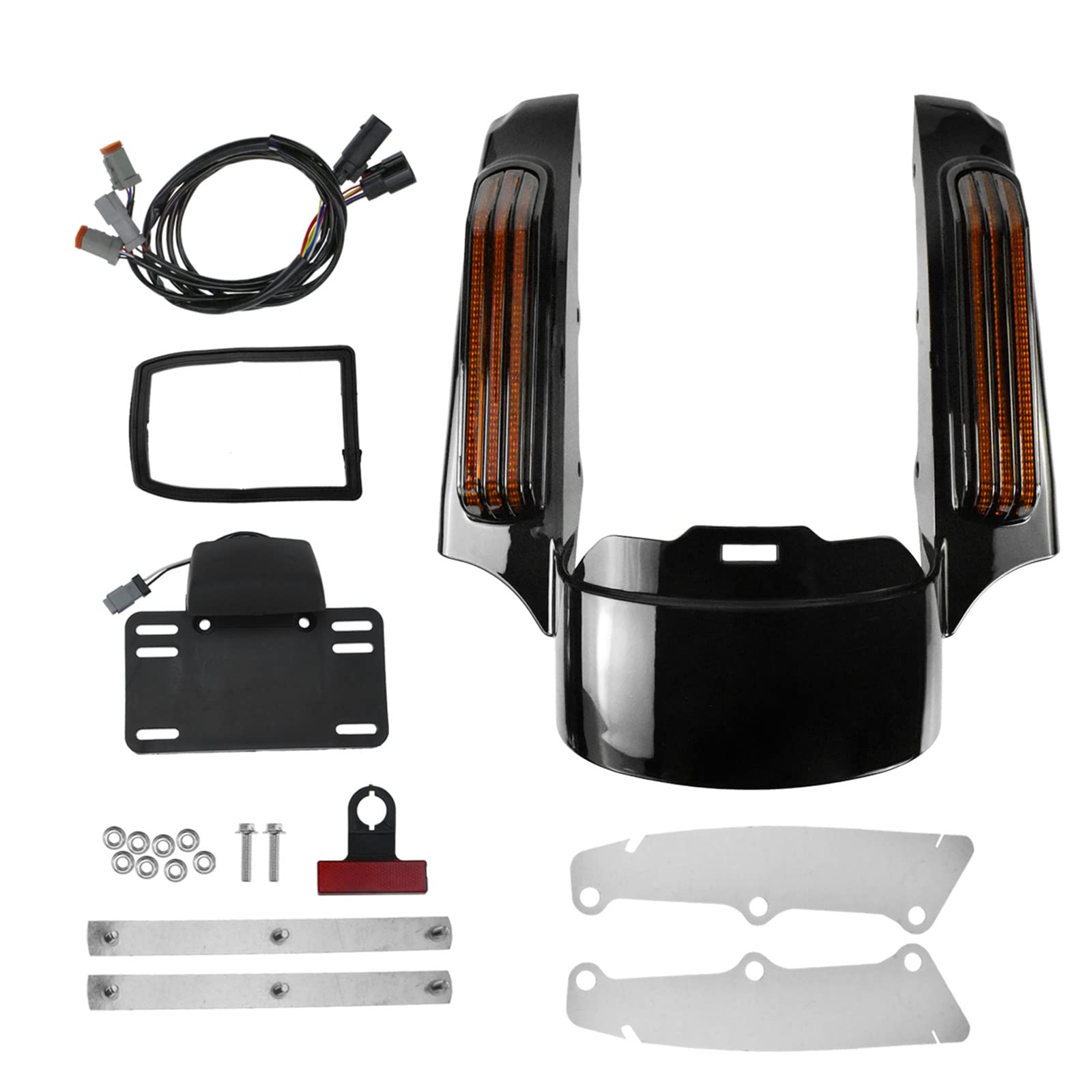 HDBUBALUS Motorrad Heckfender Fascia LED Licht passend für Harley Touring Road Glide Street Glide Electra Glide Road King Ultra Limited 14-2019 Schwarz glänzend von HDBUBALUS