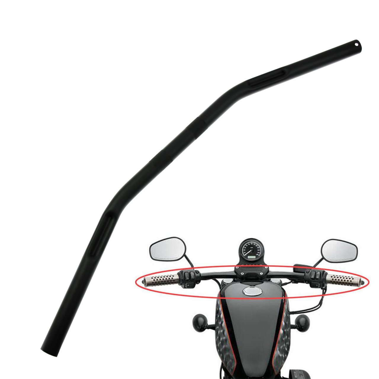 HDBUBALUS Motorrad-Lenker, 198,1 cm, 22 mm, schwarz, gerade, passend für Harley, Suzuki, Yamaha von HDBUBALUS