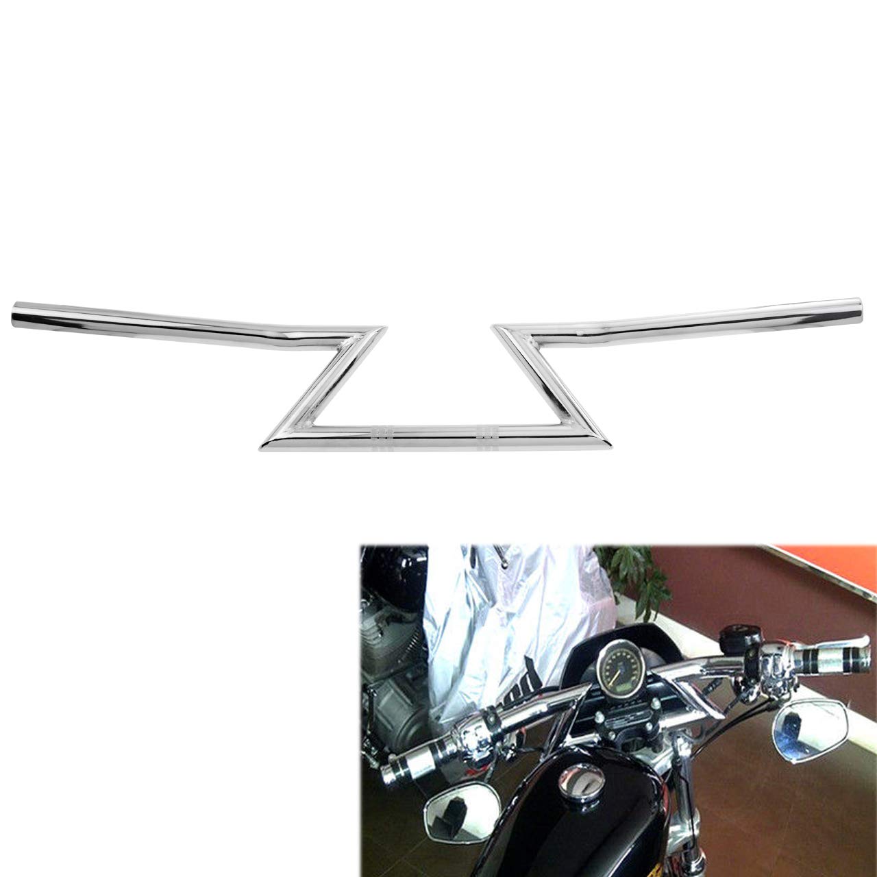 HDBUBALUS Motorrad-Lenker, 22 mm, Drag Z-Bar, für Harley, Honda, Yamaha, Suzuki, Kawasaki, Chopper, Bobber Touring Custom, Chrom von HDBUBALUS