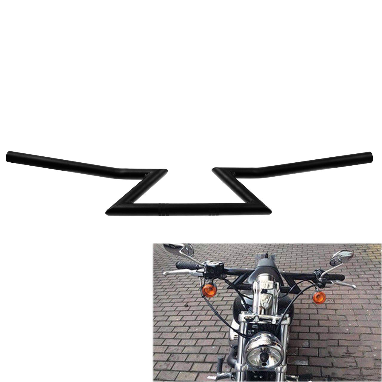 HDBUBALUS Motorrad-Lenker für Harley, Honda, Yamaha, Suzuki, Kawasaki, Chopper, Bobber Touring Custom, 25 mm, Schwarz von HDBUBALUS