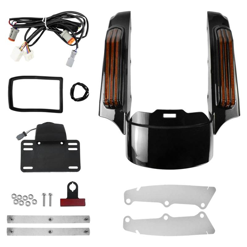 HDBUBALUS Motorrad Rücklicht Kotflügel-Einfüller Rücklicht Satteltaschen-Lichter Blinker Bremslicht Rücklicht Lauflicht passend für Harley Touring Electra Street Road Glide King 2009–2013 Orange von HDBUBALUS