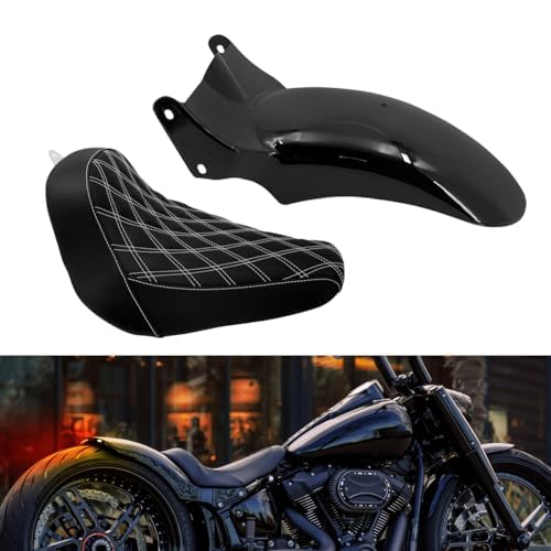 HDBUBALUS Motorrad-Schutzblech hinten + Solositz kurzes Schutzblech, passend für Harley Softail Fat Boy FXBRS Breakout FXDR 2018-2023, weißes Gewinde von HDBUBALUS