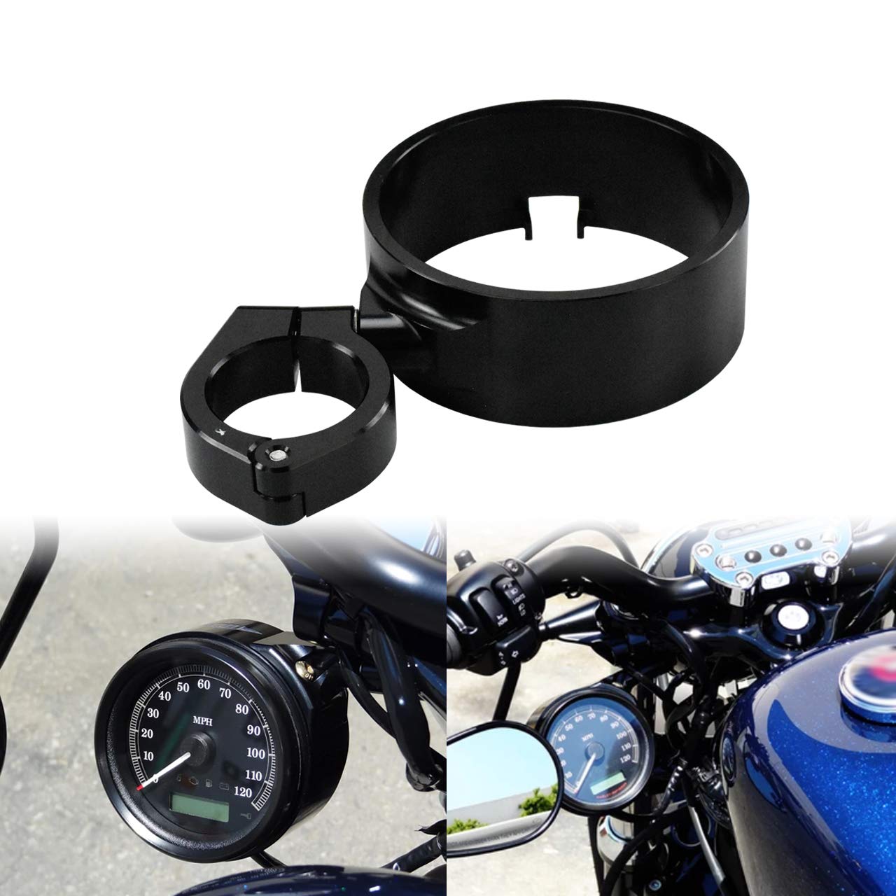 HDBUBALUS Tacho-Ring Seitenhalterung Relocator Halterung Klemme passend für Harley Sportster XL 48 ab 1993 Dyna 1993–2005 von HDBUBALUS