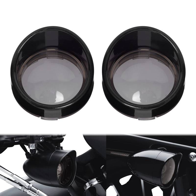 HDBUBALUS Visier-Stil Blinkerblende, Blinker, Linse, passend für Harley Touring FLHX Sportster Softail Dyna, schwarz glänzend von HDBUBALUS