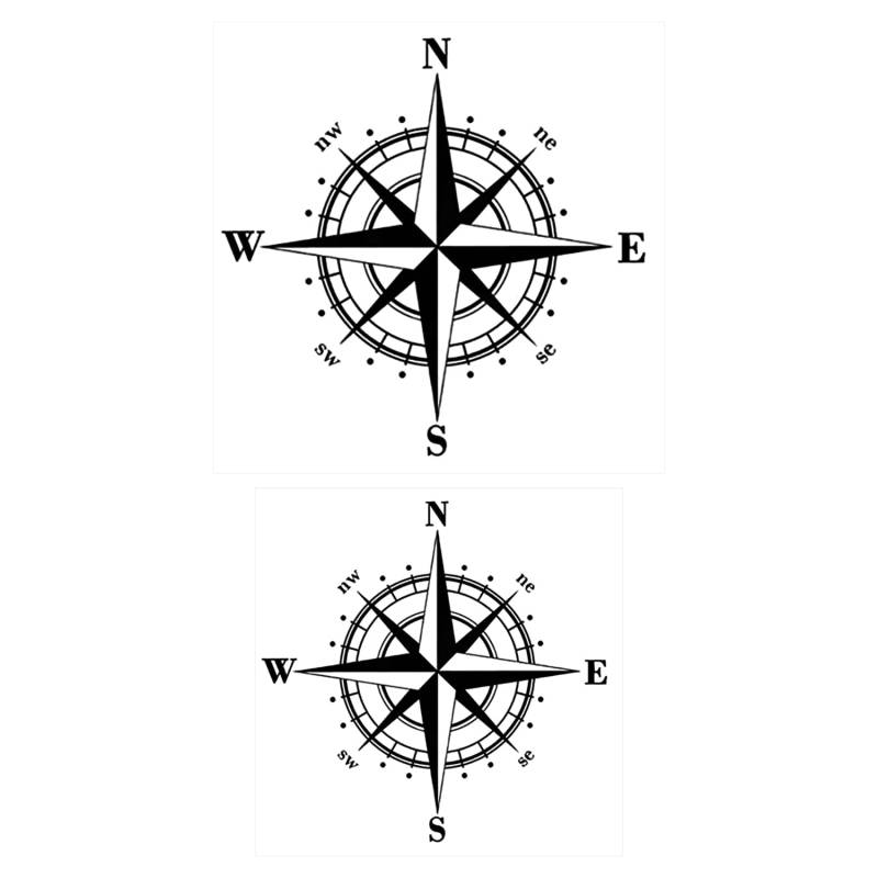 HDGSAFD 2 Stück Kompass-Autoaufkleber, Autofenster-Glas-Seitenfensteraufkleber, wasserdichte Modeaufkleber, Autoaufkleber, Dekorative Aufkleber, Autodekoration Für Jungen Und Mädchen von HDGSAFD