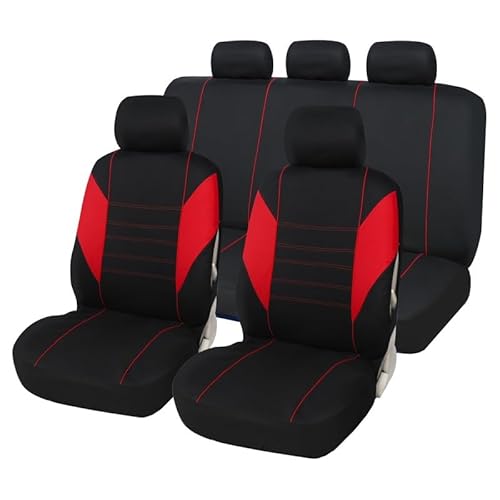 HDJYCZM Auto Sitzbezüge für Tesla Model X(5seats) 2015-2025, Auto Sitzschoner Autositzbezüge Sicher Sitze Abdeckung Zubehör,Black and Red von HDJYCZM