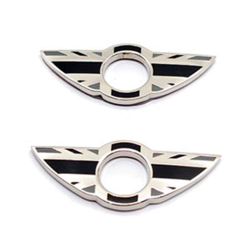 2 Stück Emblem-Ringe, Türschlossstiftknäufe, kompatibel mit Mini Cooper R56 Schrägheck, R57, Covertible R58 Coupe R59 Roadster (Union Jack Gray) von HDX