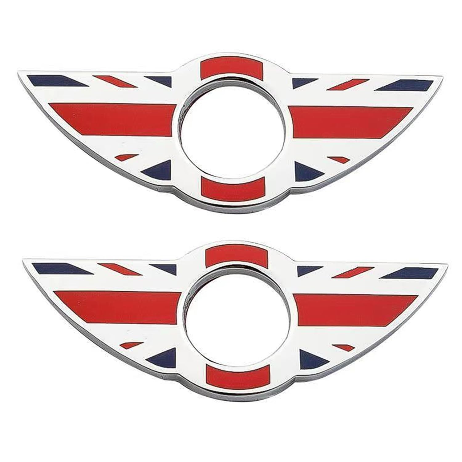 2 Stück Wing Emblem Ringe Türschloss Stiftknöpfe Abdeckungen Aufkleber Abzeichen Verkleidungen für Mini Cooper R56 Schrägheck R57 Cabrio R58 Coupé R59 Roadster (Union Jack Red von HDX