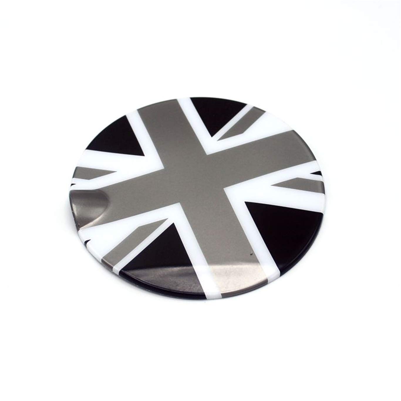 Schwarz / Grau Union Jack UK Flag ABS Aufkleber Abdeckung Zierkappe für Mini Cooper ONE S JCW R55 Clubman 2010-2016 von HDX