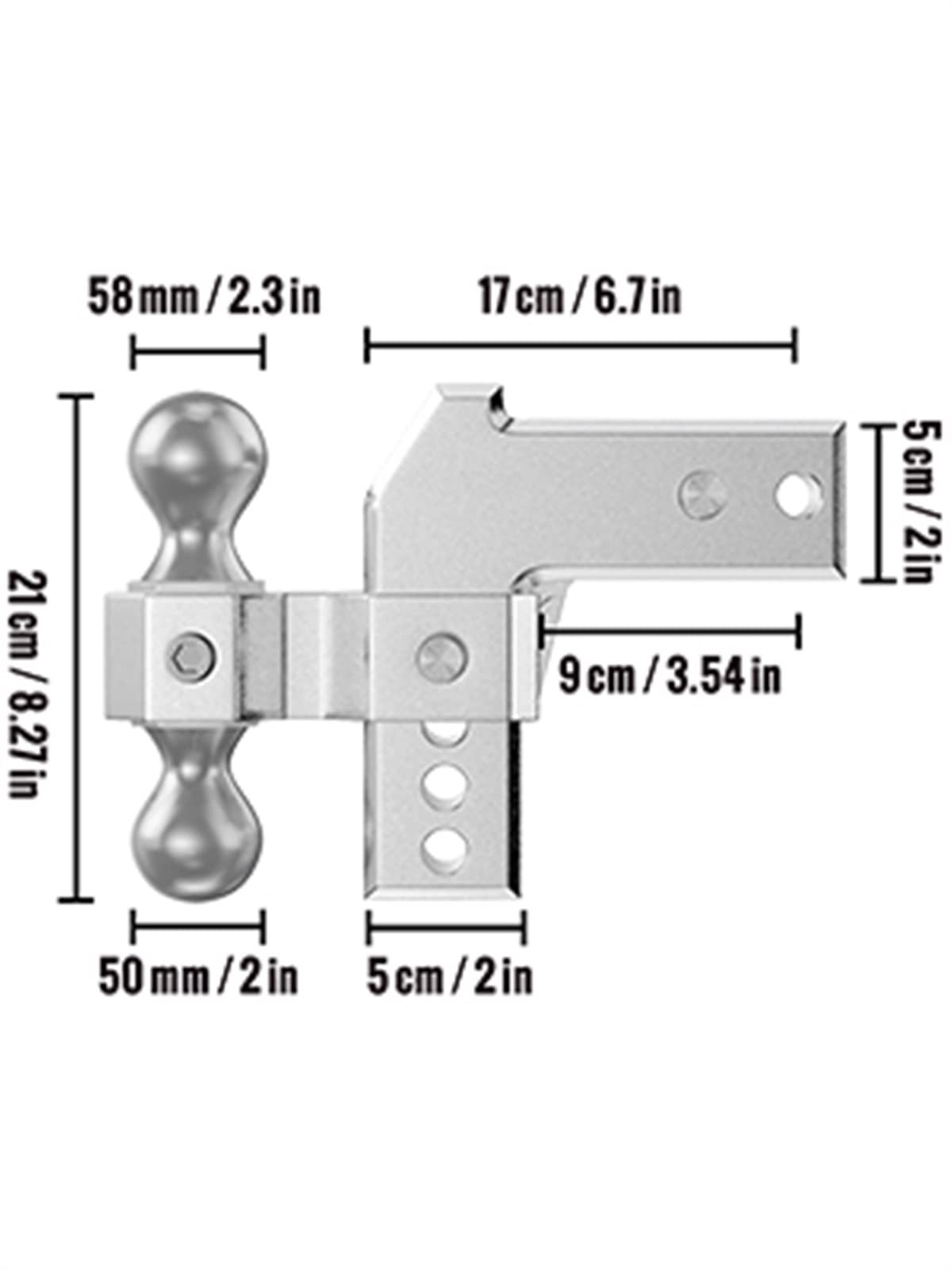 HEALBYBLE Verstellbare Anhängerkupplung passend for 2-Zoll-Empfänger 4-Zoll-Drop-Ball-Mount-Anhängerkupplung 12500 LBS Anhängelast for die meisten gängigen Anforderungen,Hohe Haltbarkeit(4inch) von HEALBYBLE