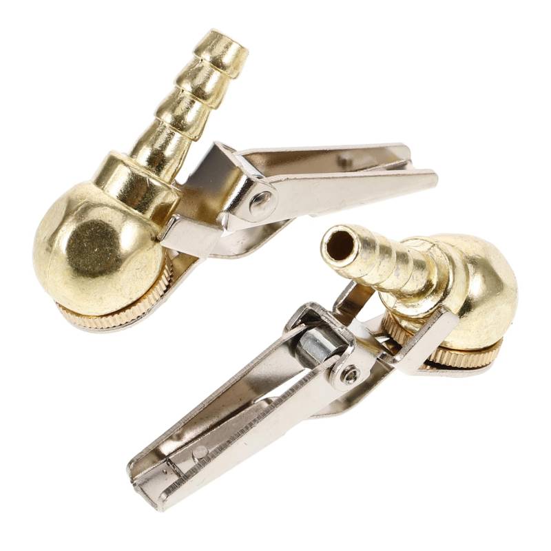 HEALLILY 2st Reifenluftclip Autogebläse Tragbare Luftkompressorpumpe Regler Schlauchanschluss Stecker Doppelt Aufblasschlauchadapter Wiederaufladbare Luftpumpe Bausatz Turbo Kupfer Golden von HEALLILY