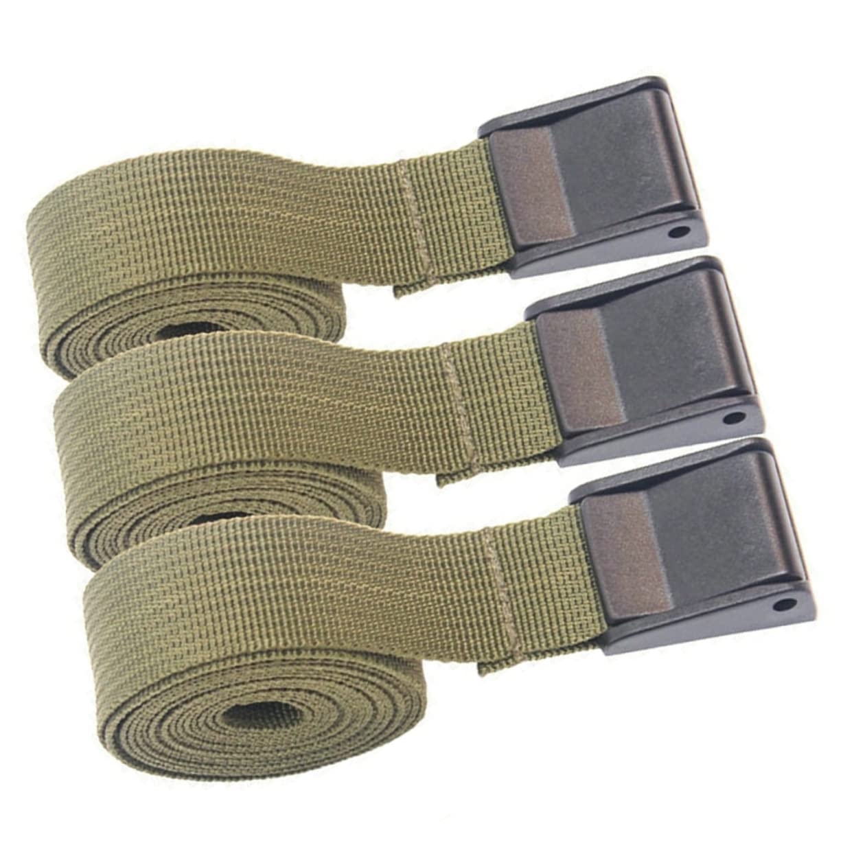 HEALLILY 3st Ladegurt Vorbote Tarnung Veranstalter Rucksackgurte Gürtel Spanngurte Mit Nockenschnalle Bungee-seile Mit Haken Venenklemme Zeltstangen-elastikschnur Olive Green Pp-gurtband von HEALLILY