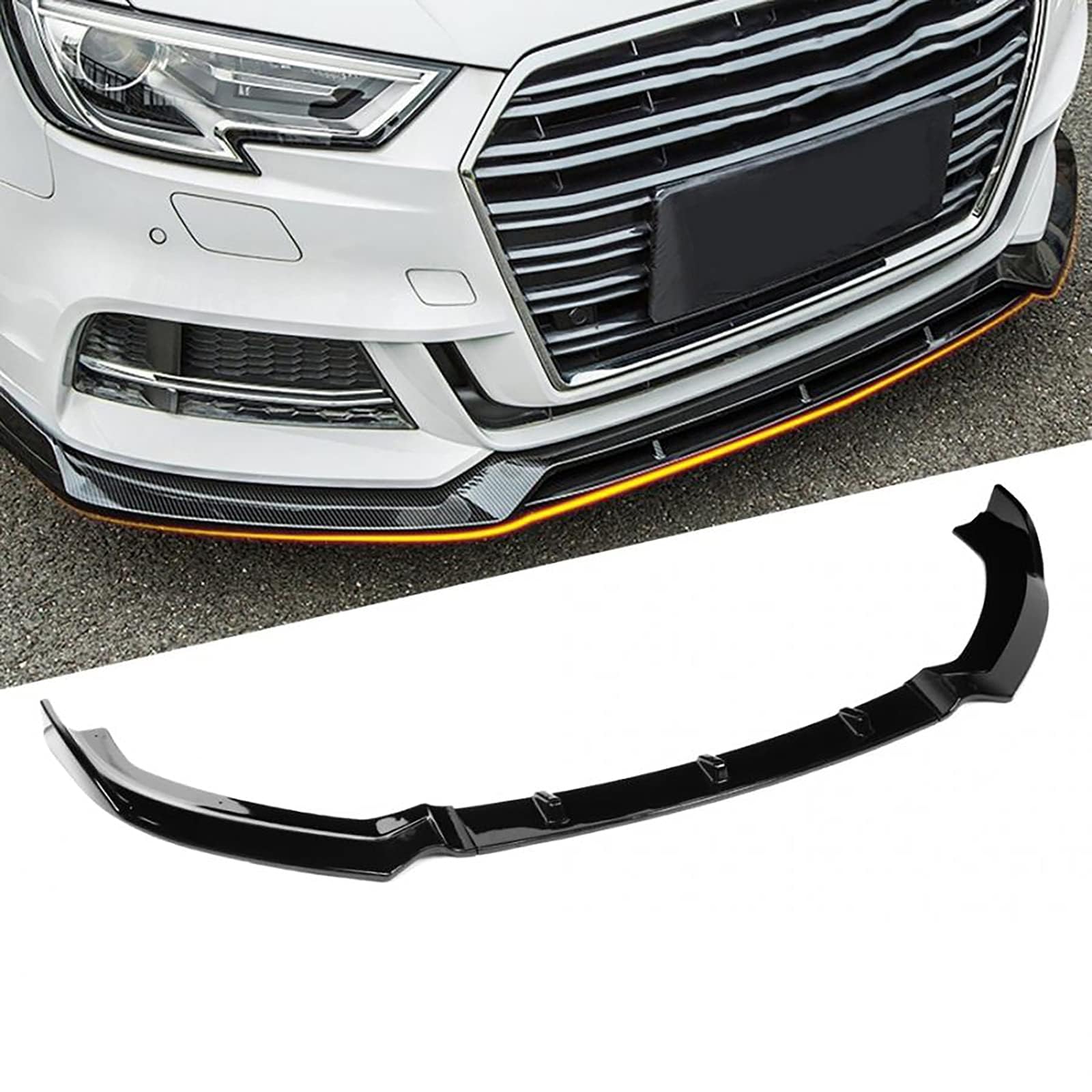 Auto Frontlippe Spoiler, Für Audi A3 S-Line 8V 2017-2018 Frontstoßstange Lip Front Stoßstange Lip Splitter Diffusor Frontspoiler Schutz von HEANANZZRS