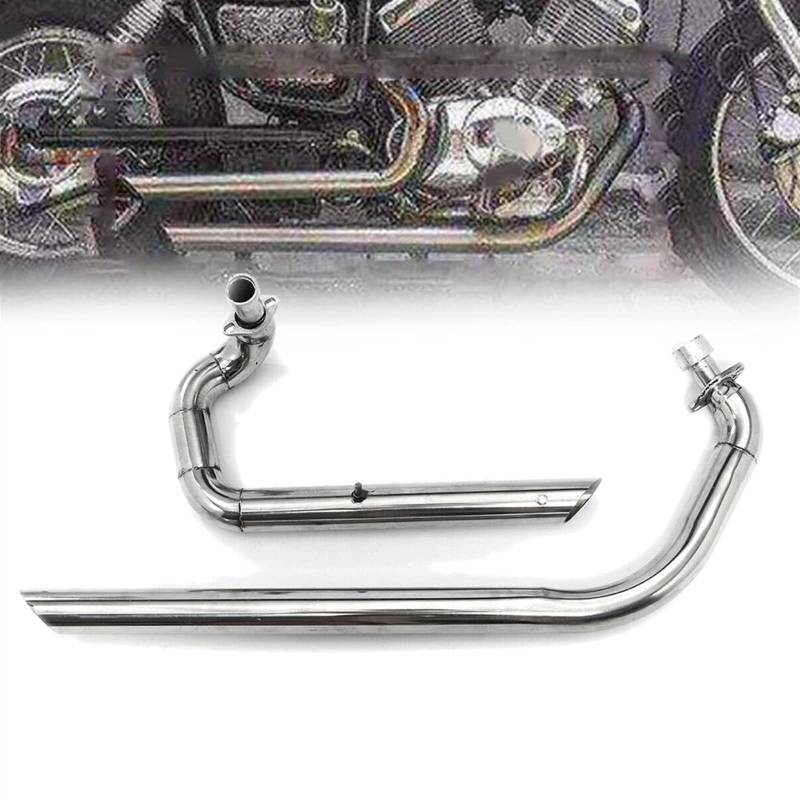 HEATE Motorrad Für Yamaha Virago XV535 XV 535 XV400 XV 400 Auspuff Drag Pipes Vollschalldämpfer Auspuffanlage Schalldämpfer Zubehör (Color : Chrome) von HEATE