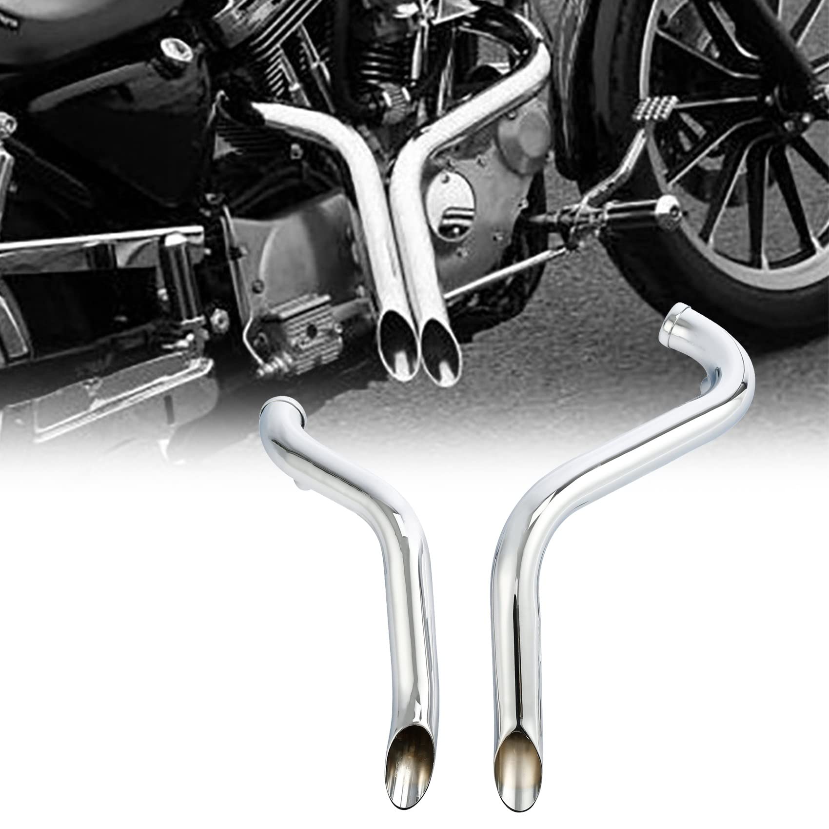 Motorrad 1,75 "Drag Pipes Auspuff Edelstahl Motorradteile Für Harley Sportster XL 883 1200 Softail Dyna Touring 1984-2016 Zubehör (Color : Chrome) von HEATE