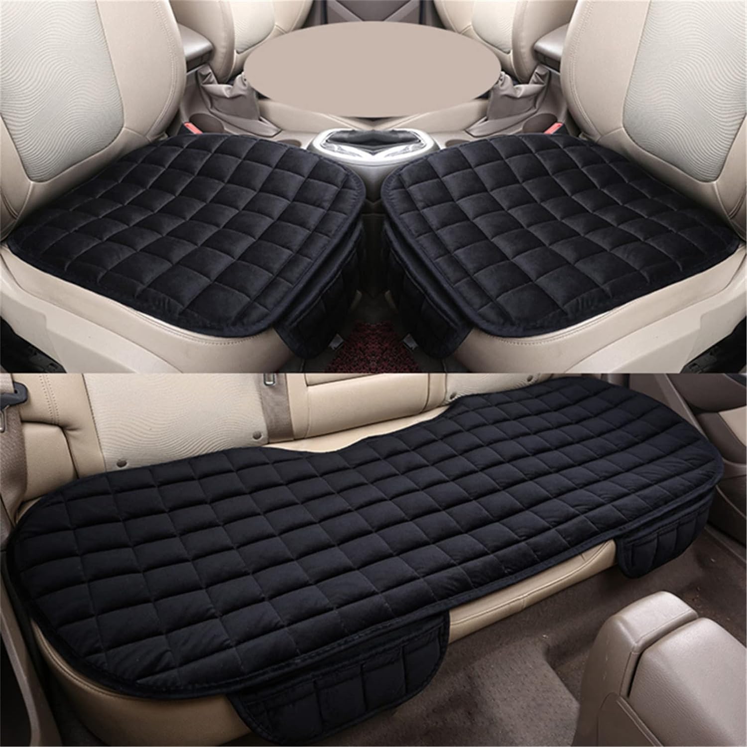 HEAU Autositzkissen für Jaguar X-Type 2000-2023, Schmerzlinderung Sitzkissen, Atmungsaktiv Soft Kissen, Ausgezeichneten Sitzkomfort, Viskoelastisches Sitzpolster,Black-3-PCS(2Front+1Rear) von HEAU