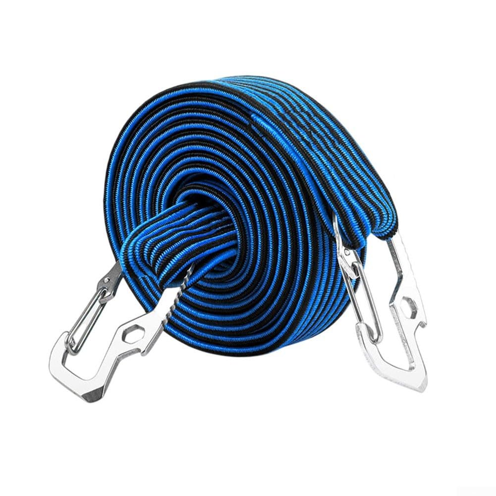 Elastischer Bungee-Gurt mit Haken, 2 Meter Länge zur sicheren Befestigung Ihrer Ausrüstung während der Reisen, Blau, 2 m von HEBEOT