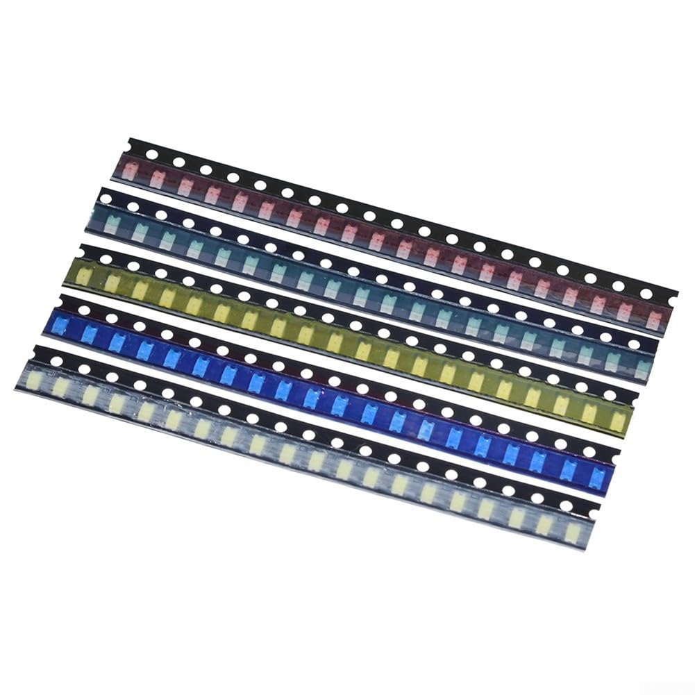 HEBEOT 1206 SMD LED-Licht-Set, 100 Stück, 5 Farben, sortiert, rot, weiß, grün, blau, gelb von HEBEOT