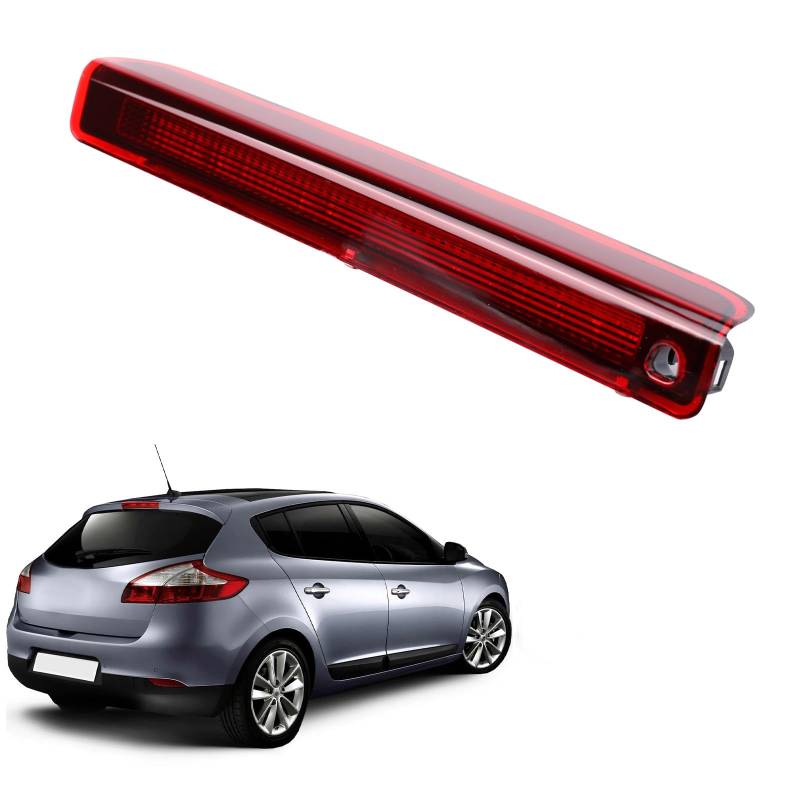 HEBERUCK Dritte Bremsleuchte für Megane MK3, Rote Linse Rot LED Hintere Hochstandsbremsleuchte, Automotive hohe Bremsleuchte für Hatchback 2008-2016, 265900006R von HEBERUCK