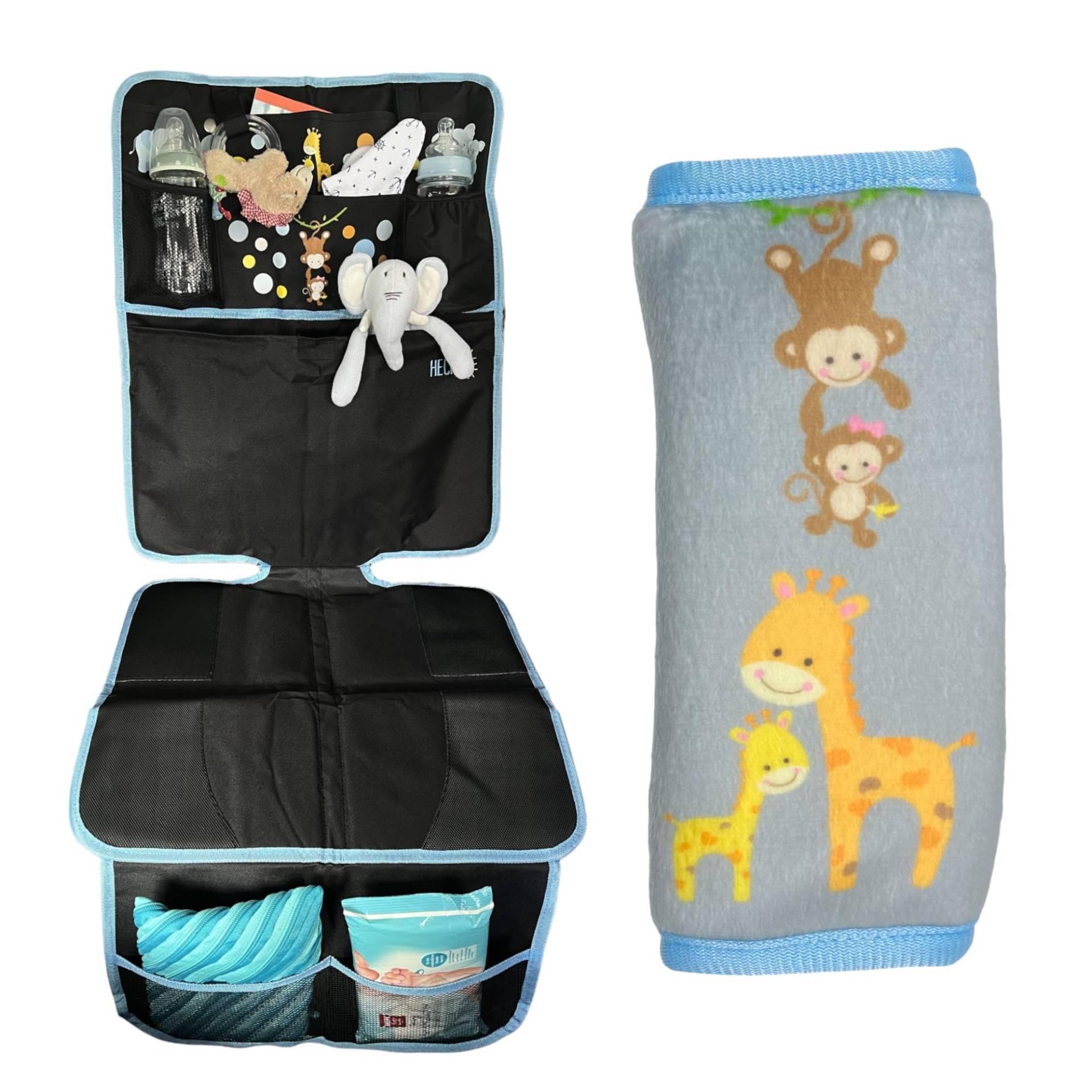 HECKBO Set Baby Tiere Sitzauflage + Baby Gurtschoner von HECKBO