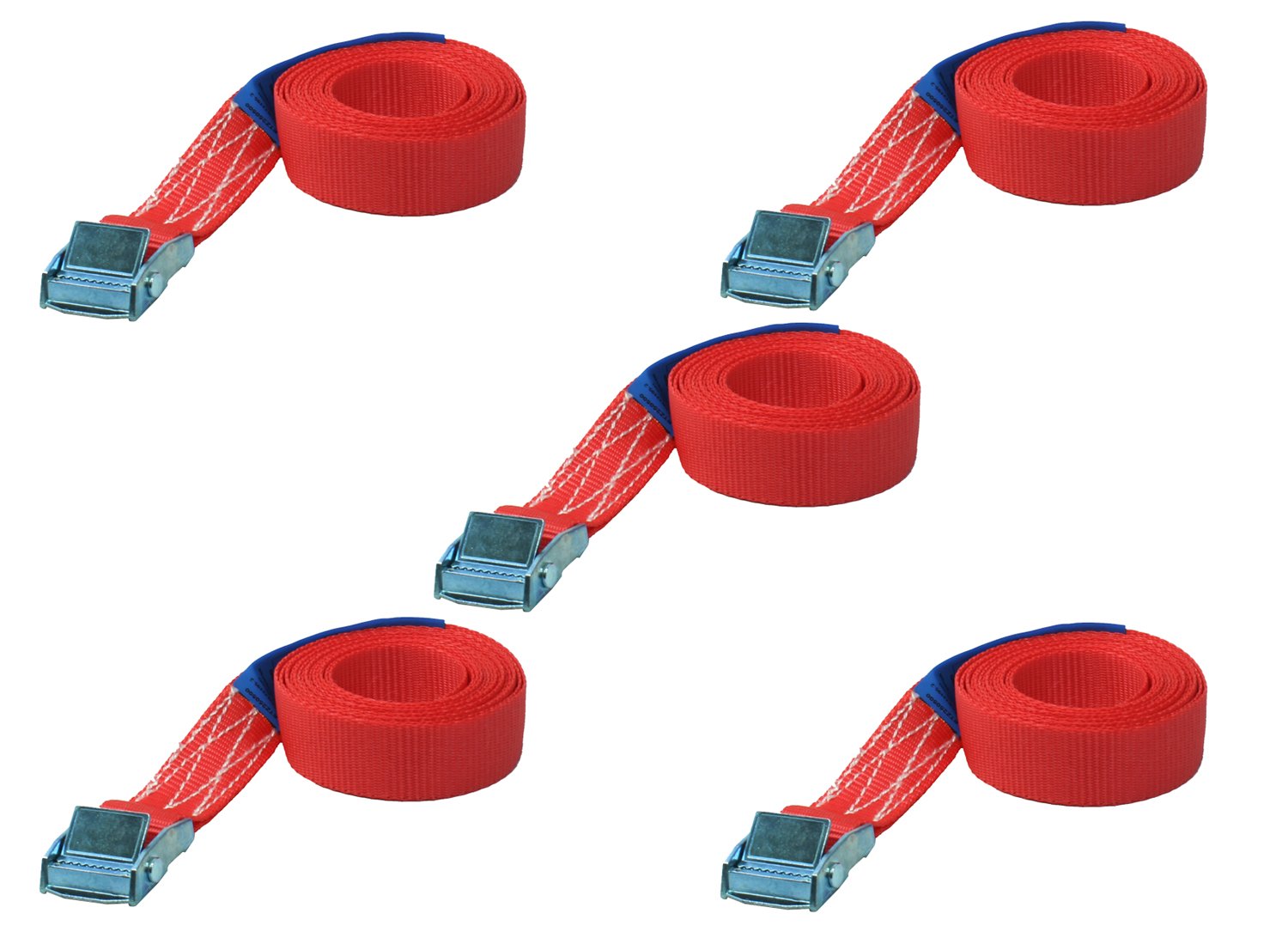 5x 2m Befestigungsriemen Spanngurt Zurrgurt Schnellspanner Schnellverschluss Gurt Bindegurte mit Klemmschloss 25mm Breit von HEDEF HALAT