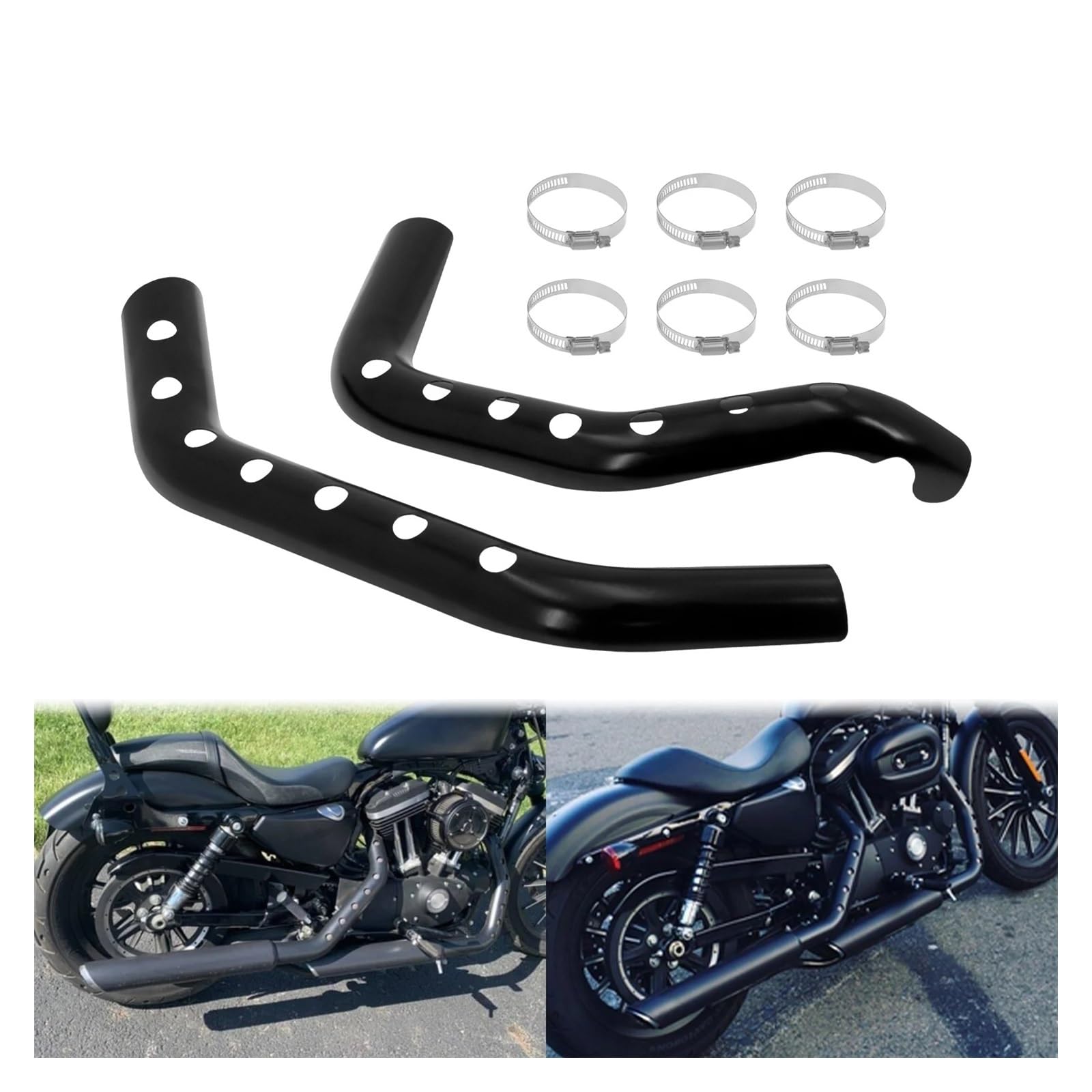 Motorrad Auspuffrohr Hitzeschild Motorrad-Auspuffrohr-Schild, Schalldämpfer-Schutzabdeckung Für Ha&rley Für Sportster XL883 XL1200 72 48 2004-2023, Verbrühschutzabdeckungen von HEEGIN