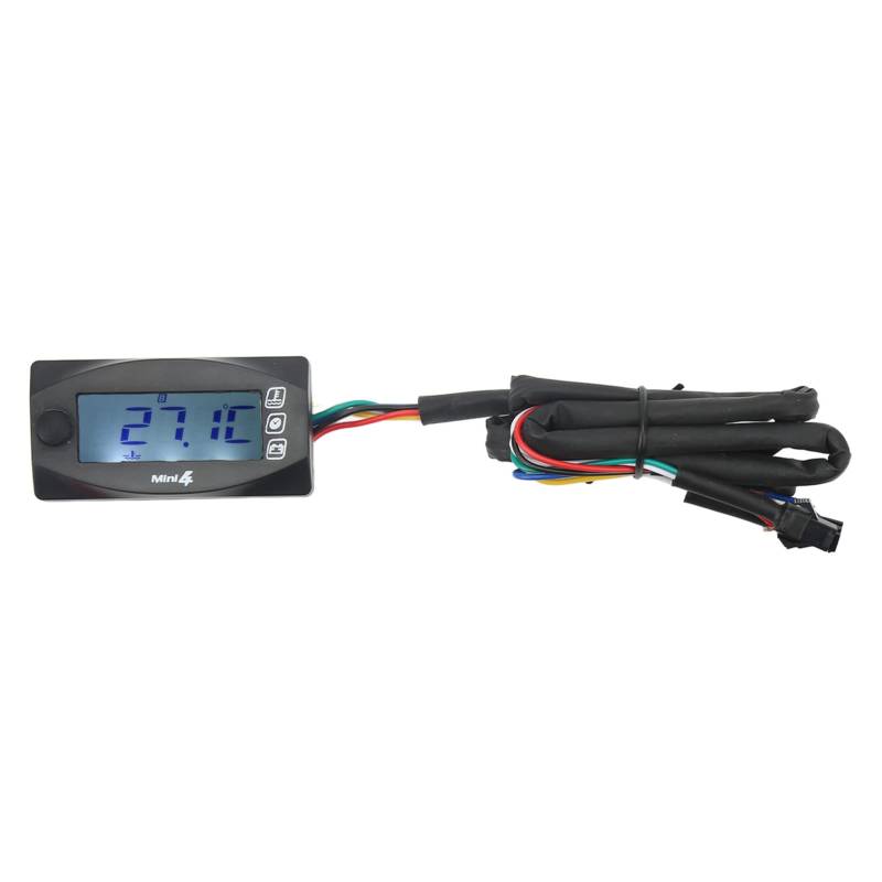 Motorrad-Öltemperaturanzeige, Universal-DC-12-V-LCD-Bildschirm, Starke Helligkeit, Motorrad-Spannungsmesser, Wasserdicht für Motorräder (M14x1,5) von HEEPDD