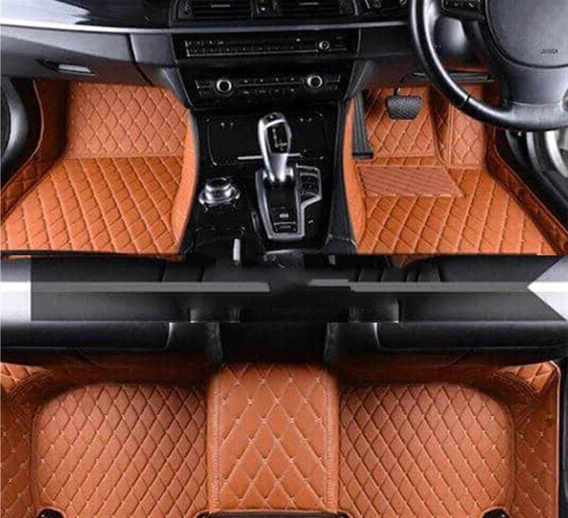 Fußmatten Auto Auto Fußmatten Für VW Für Sharan 7N 7seat 2010-2022 Auto Leder Boden Matte Teppiche Pad Innen Teile Auto Zubehör Gummifußmatten (Color : Braun, Größe : RHD) von HEFRO